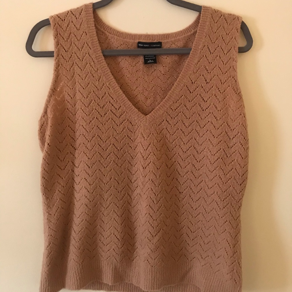 New York & Company Tan Sweater Vest